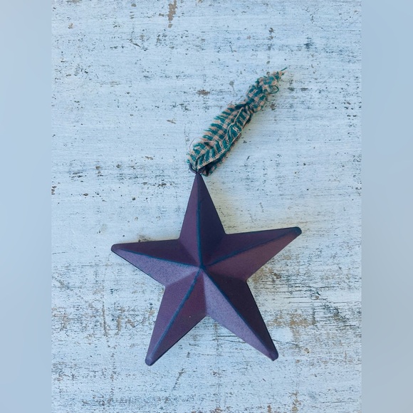 *Hanging Metal Primitive Stars With Gingham Hanger 3.75” Set of Three - Picture 16 of 17